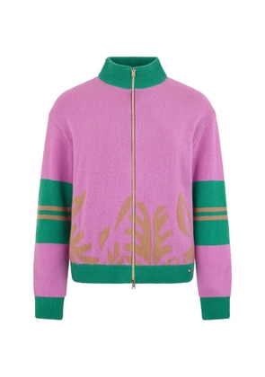 Herno zip-up leaf-pattern cardigan - Pink