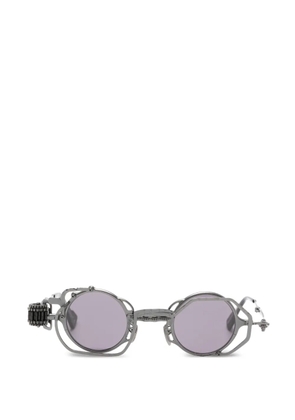 Kuboraum textured round-frame sunglasses - Silver
