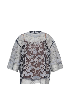 Biyan tulle embroidered layered top - Blue