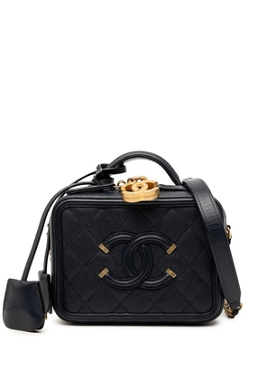 CHANEL Pre-Owned 2018 Small Caviar CC Filigree Vanity Case satchel - Blue