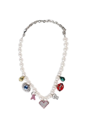 Alessandra Rich faux-pearl charm necklace - White