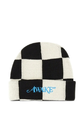 Awake NY check-pattern beanie hat - Black