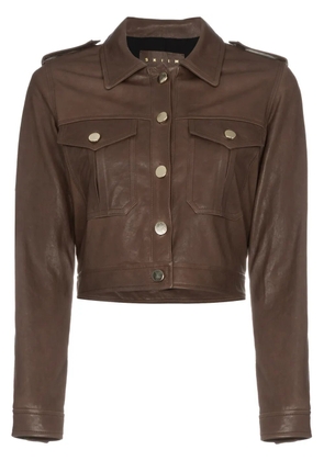 Skiim crop leather jacket - Brown
