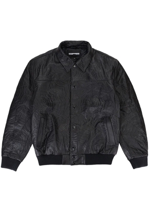 SP5DER debossed leather jacket - Black