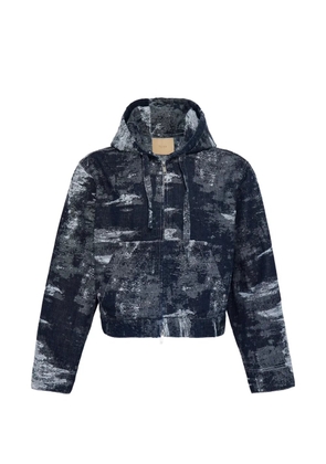 Taakk drawstring-detail denim hoodie - Blue