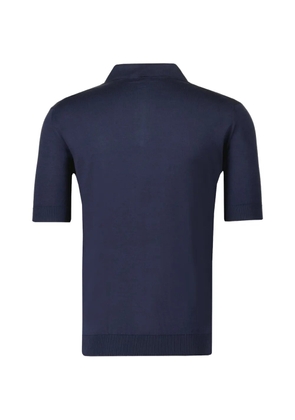 Filippo De Laurentiis V-neck short-sleeve cotton polo shirt - Blue