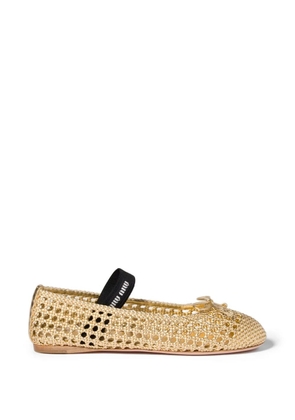 Miu Miu woven mordoré nappa-leather ballerinas - Gold