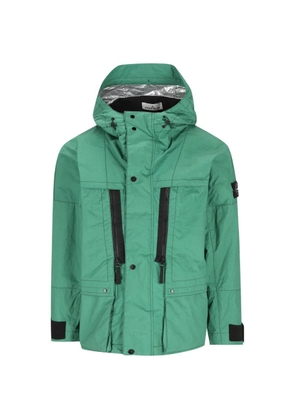 Stone Island logo-badge hooded jacket - Green