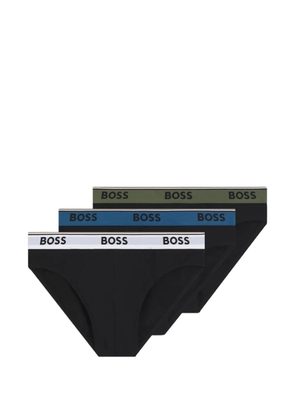 BOSS logo-waistband briefs (set of three) - Black
