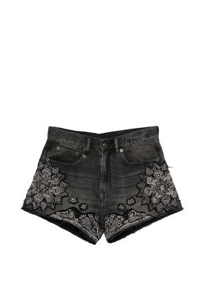 R13 X-BF bandana-print frayed shorts - Black