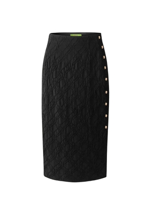 Shanghai Tang textured button skirt - Black