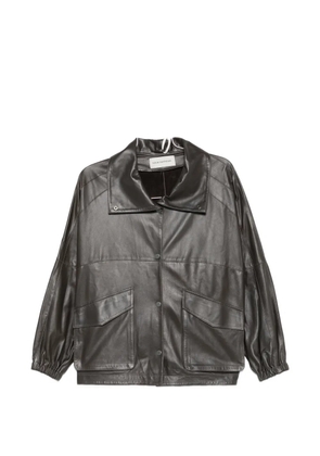 Nour Hammour flap-pocket leather jacket - Brown