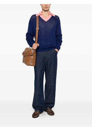 FENDI V-neck collared sweater - Blue