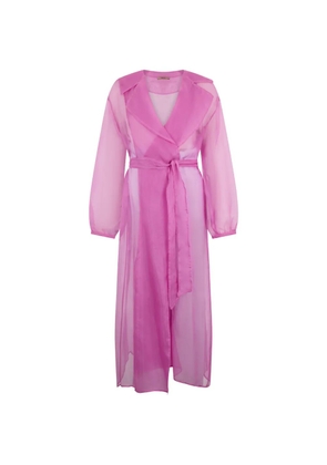 Herno sheer belted double-breasted coat - Pink