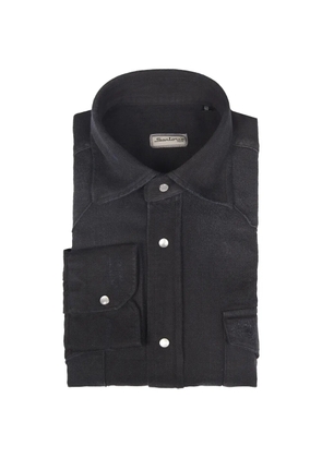 SARTORIO NAPOLI silver-tone button shirt - Black