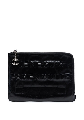 CHANEL Pre-Owned 2014-2015 Distressed Calfskin Je Ne Suis Pas En Solde clutch bag - Black