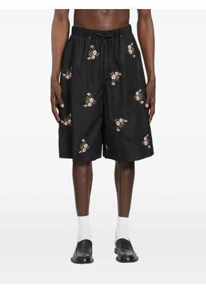 Simone Rocha elasticated floral shorts - Black