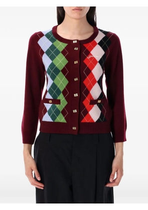 GANNI argyle button cardigan - Red