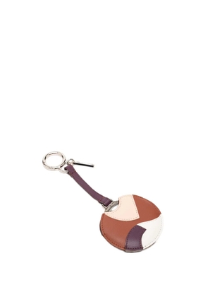 Fendi Pre-Owned 2014-2017 Silver Plated and Calfskin Compact Mirror Bag Charm key chain