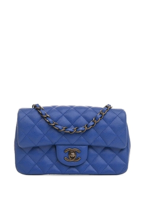 CHANEL Pre-Owned 2015-2016 Mini Rectangular Classic Caviar Single Flap crossbody bag - Blue