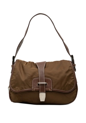 Prada Pre-Owned 2013-2026 Leather and Tessuto shoulder bag - Brown