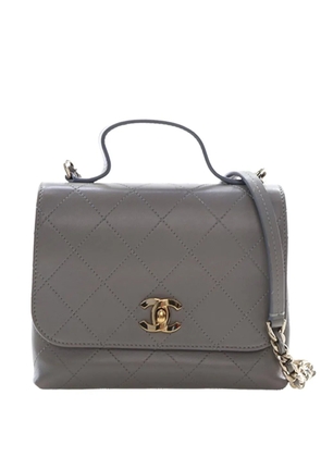 CHANEL Pre-Owned 2019 Small Quilted Calfskin Double Pocket Top Handle Flap satchel - Grey