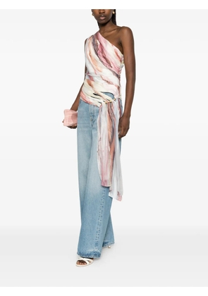 Aje Capture one-shoulder draped top - White