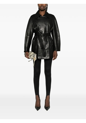 Nour Hammour Quinn double-breasted leather coat - Black