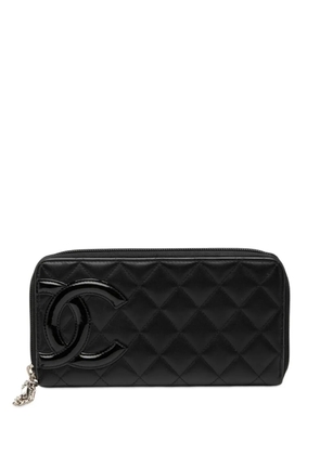 CHANEL Pre-Owned 2014-2015 Quilted Lambskin Cambon Ligne Zippy Wallet long wallets - Black