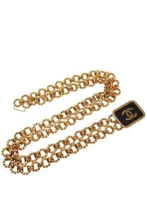 CHANEL Pre-Owned 1980-1990 CC Gold Plated Double Layered Chain belt
