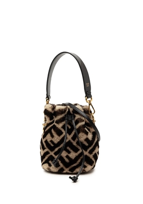 Fendi Pre-Owned 2010-2026 Mini Zucca Shearling Mon Tresor bucket bag - Neutrals