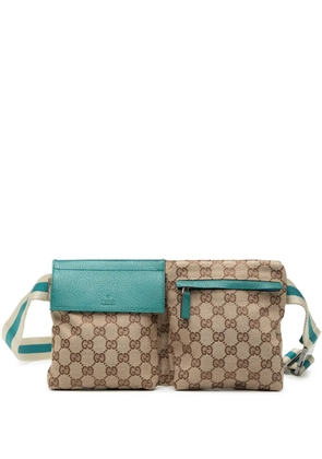 Gucci Pre-Owned 2000-2015 GG Canvas Web Double Pocket belt bag - Neutrals