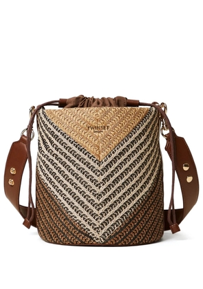 TWINSET straw patterned bucket bag - Brown