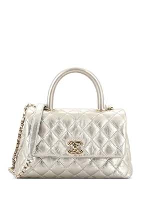 CHANEL Pre-Owned Coco Top Handle Bag Quilted Aged Calfskin Mini satchel - Gold