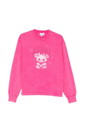 GANNI graphic long-sleeve T-shirt - Pink