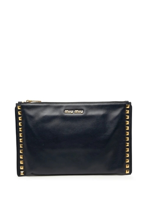 Miu Miu Pre-Owned 2010-2026 Studded Leather Zip clutch bag - Blue