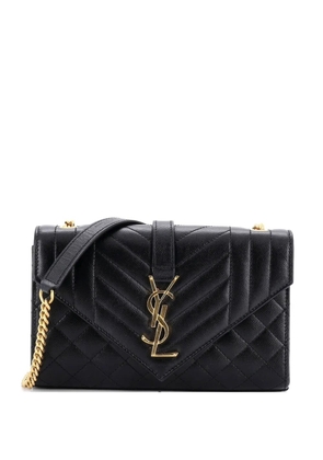 Saint Laurent Pre-Owned Classic Monogram Envelope Satchel Mixed Matelasse Leather Small crossbody bag - Black