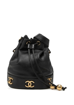 CHANEL Pre-Owned 1996-1997 Caviar Triple CC Drawstring bucket bag - Black