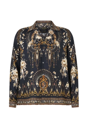 Camilla long-sleeve camp-collar shirt - Black