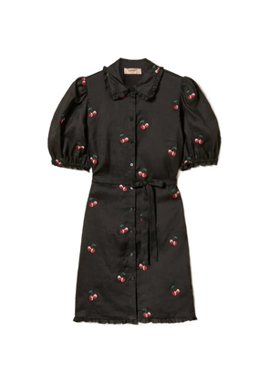 TWINSET embroidered ruffled dress - Black