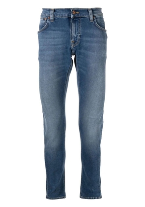 Nudie Jeans logo-patch straight-leg jeans - Blue