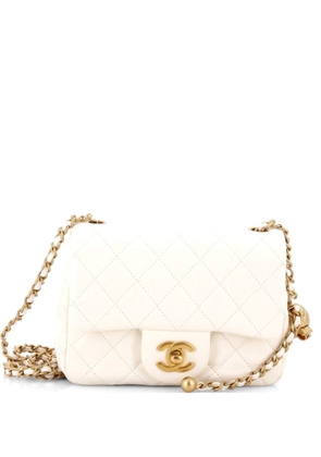 CHANEL Pre-Owned Pearl Crush Square Flap Bag Quilted Lambskin Mini crossbody bag - White
