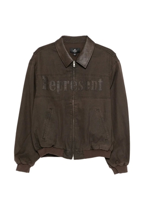 Represent Roscoe logo collared bomber jacket - Brown