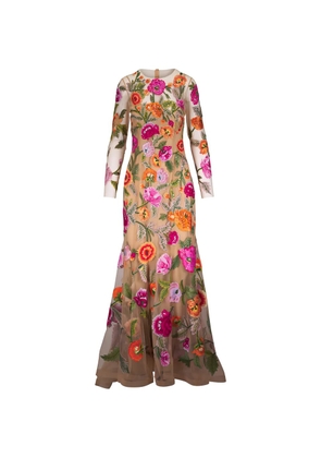 Carolina Herrera floral embroidered gown - Neutrals