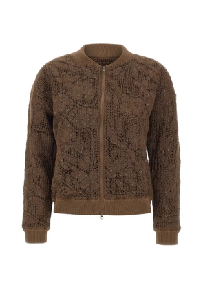 Kangra embroidery sequin bomber jacket - Brown