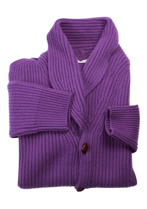 MANRICO CASHMERE ribbed button cardigan - Purple