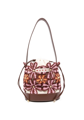Marni floral-pattern bucket bag - Brown