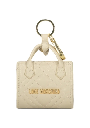 Love Moschino quilted-bag keyring - Neutrals