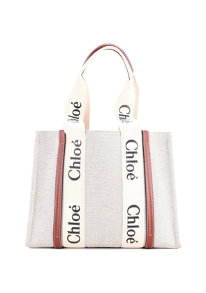 Chloé Pre-Owned Woody Canvas with Leather Medium tote bag - Neutrals