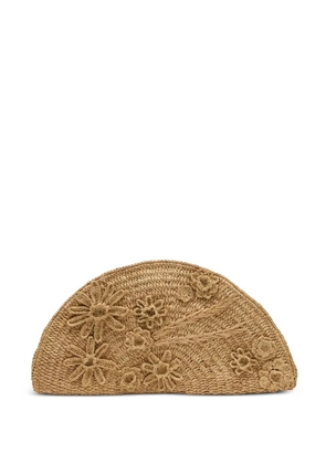 Vanessa Bruno floral raffia clutch bag - Neutrals